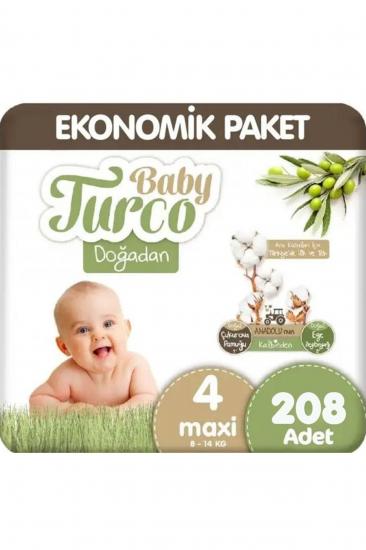 Baby Turco Doğadan Ultra Fırsat Bebek Bezi 4 No Maxi 104 Lü X 2 Adet