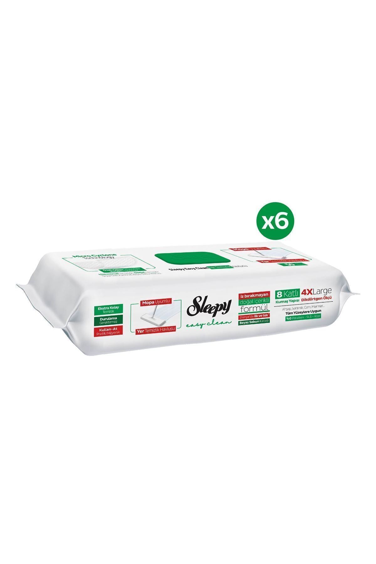 Sleepy Easy Clean Beyaz Sabun Katkılı Mopa Uyumlu Yer Temizlik Havlusu 6X50 (300 Yaprak)