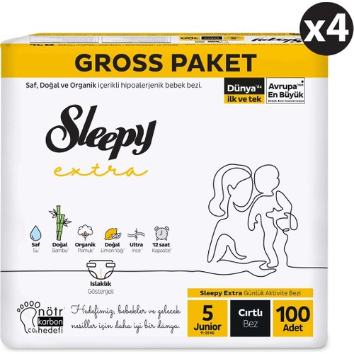 Sleepy Extra Günlük Aktivite Gross Paket Bebek Bezi 5 Numara Junior 400 Adet