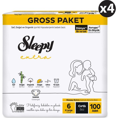 Sleepy Extra Günlük Aktivite Gross Paket Bebek Bezi 6 Numara Xlarge 400 Adet