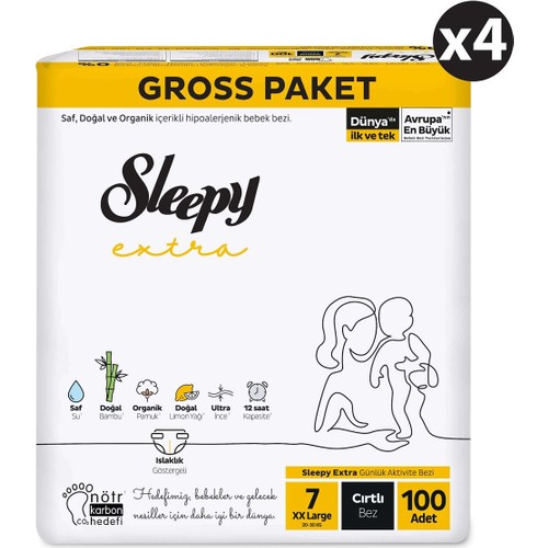 Sleepy Extra Günlük Aktivite Gross Paket Bebek Bezi 7 Numara Xxlarge 400 Adet