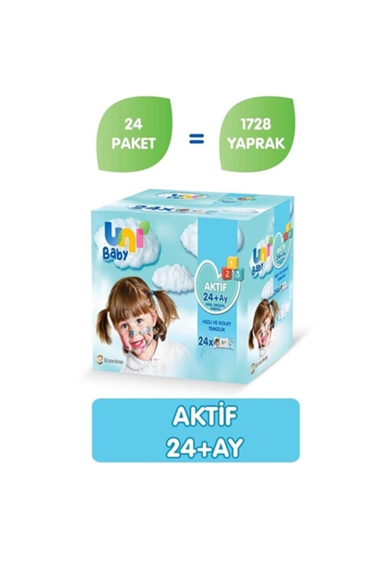 Uni Baby Aktif Islak Mendil Havlu 24 X 72 Yaprak 1728 Yaprak