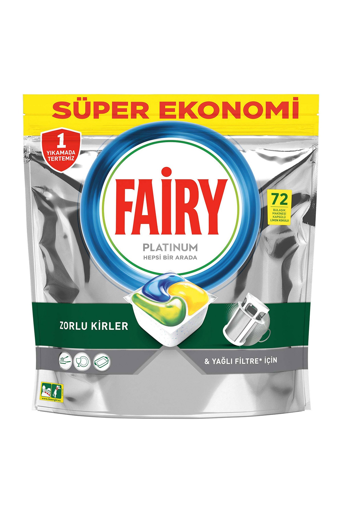 Fairy Platinum Bulaşık Makinesi Deterjanı Kapsülü/Tableti 72 Yıkama Limon Kokulu