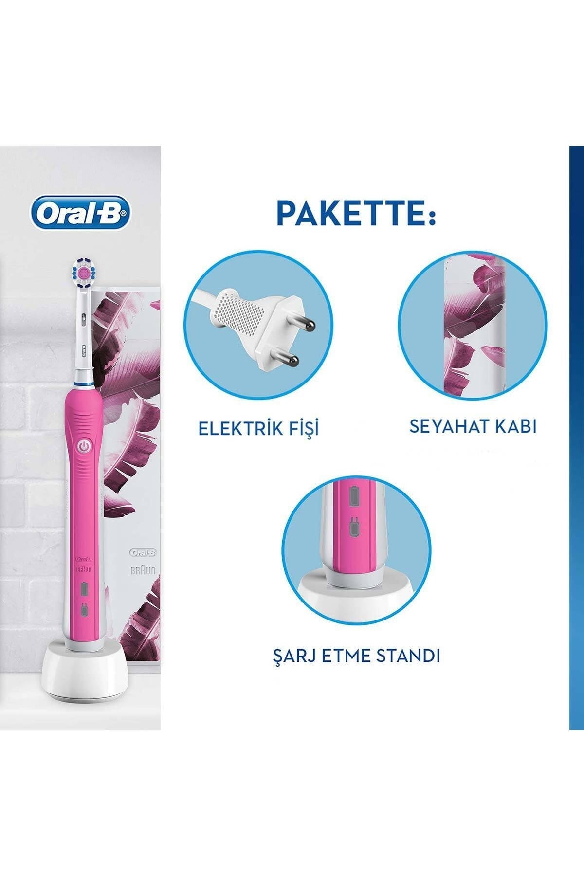Oral-B Pro 750 Şarj Edilebilir Diş Fırçası Pembe Özel Seri +seyahat Kabı
