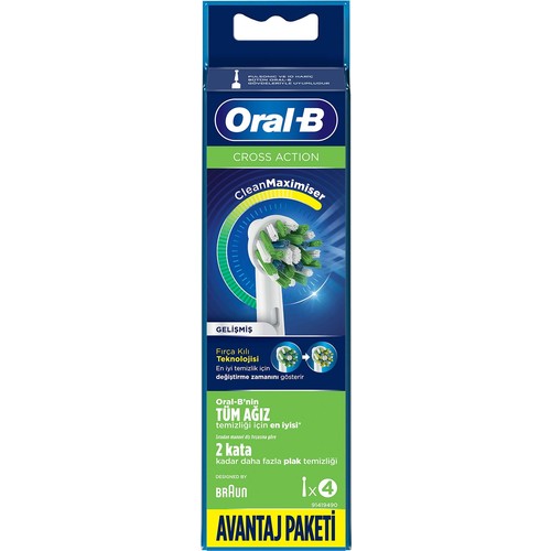 Oral-B  Şarjlı Diş Fırçası Yedek Başlığı Cross Action 4’lü
