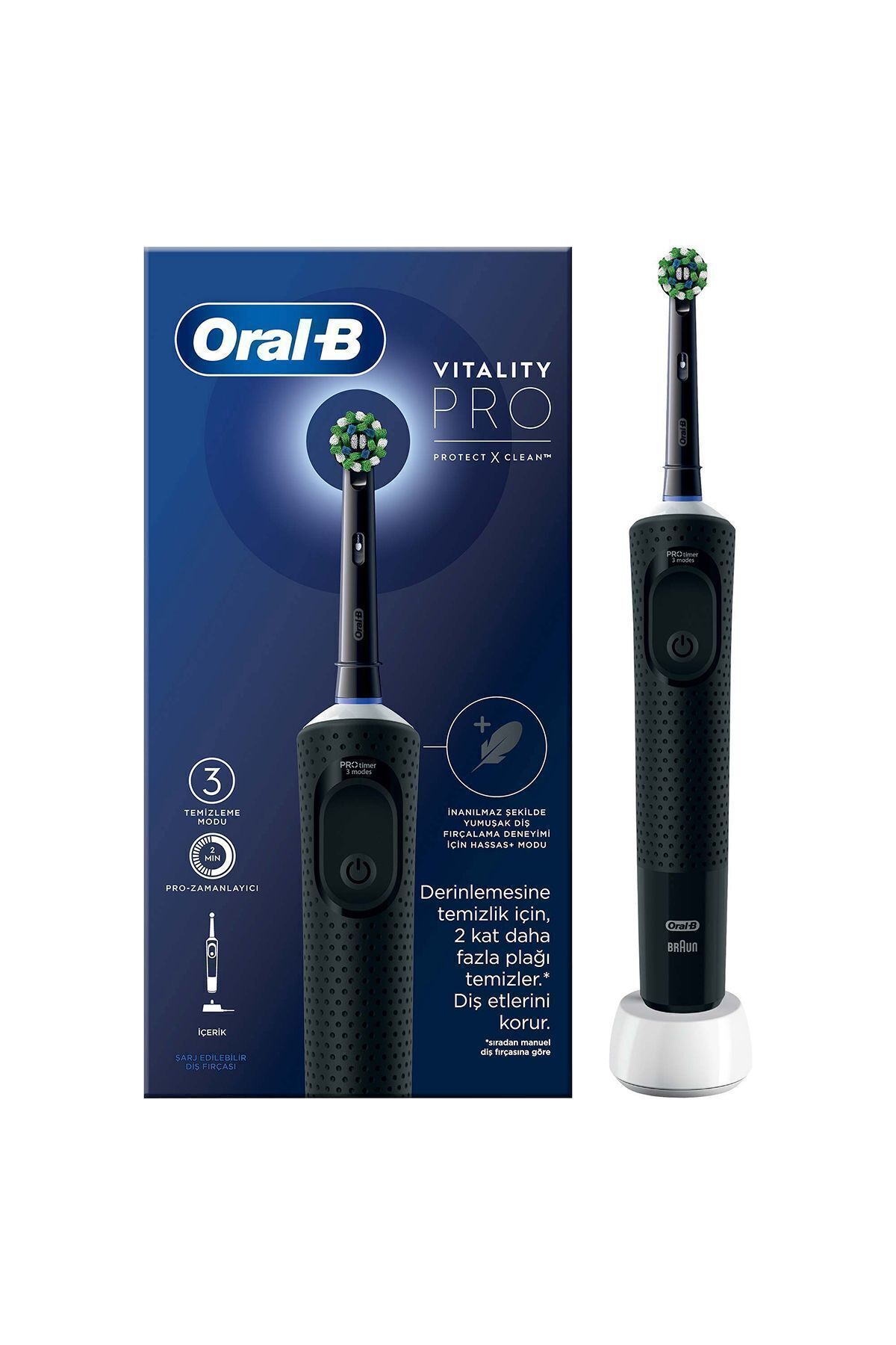 Oral-B D103 Vitality Pro Cross Action Şarjlı Diş Fırçası - Siyah
