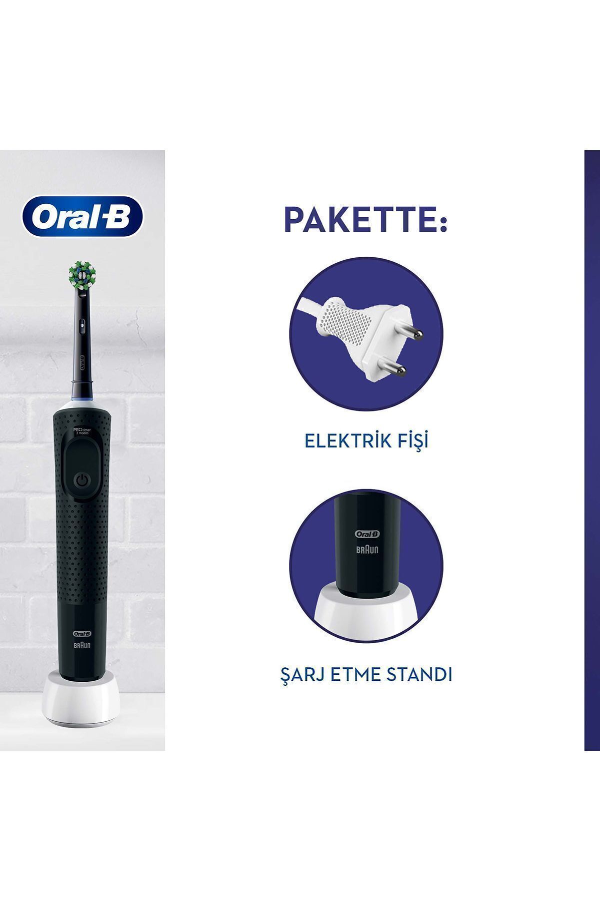 Oral-B D103 Vitality Pro Cross Action Şarjlı Diş Fırçası - Siyah
