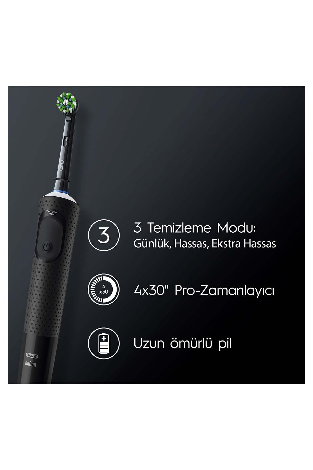 Oral-B D103 Vitality Pro Cross Action Şarjlı Diş Fırçası - Siyah