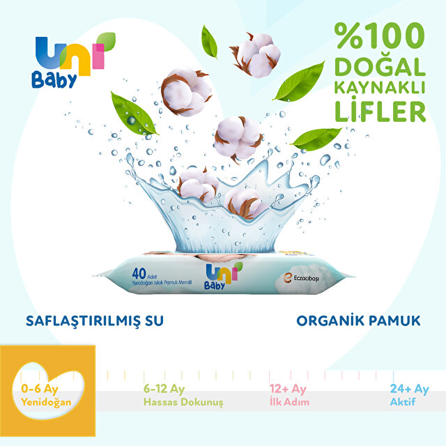 Uni Baby Yenidoğan Islak Mendil 18’li 720 Yaprak