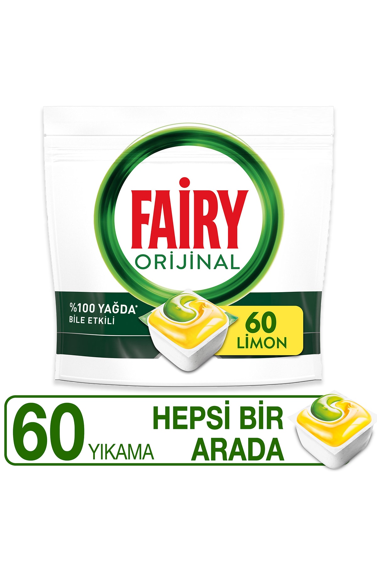 Fairy Hepsi Bir Arada 60 Yıkama Bulaşık Makinesi Deterjanı Tableti / Kapsülü Limon Kokulu