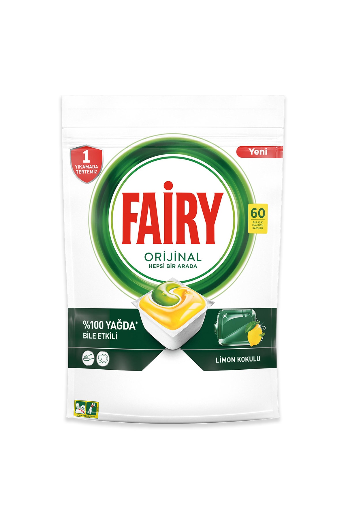 Fairy Hepsi Bir Arada 60 Yıkama Bulaşık Makinesi Deterjanı Tableti / Kapsülü Limon Kokulu