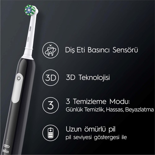 Oral-B Pro Series 1 İkili Paket, Siyah ve Mavi Elektrikli Diş Fırçaları, 2 Diş Fırçası Başlığı, Braun Tasarımı