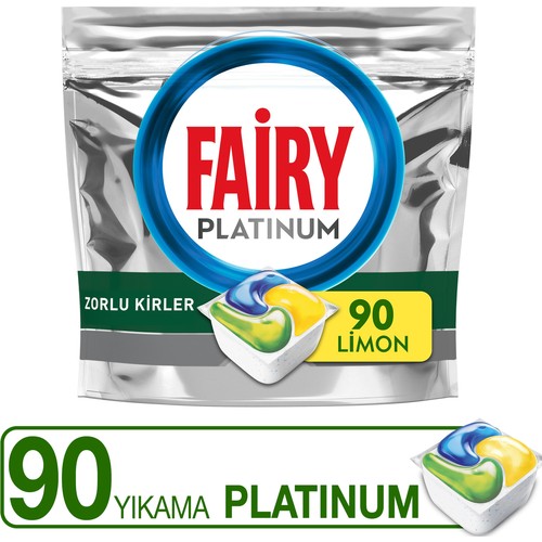 Fairy Platinum Bulaşık Makinesi Deterjanı Tableti / Kapsülü Limon Kokulu 90 Yıkama