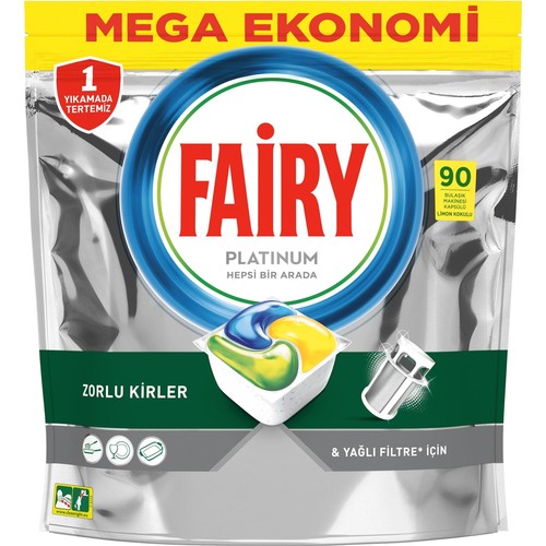 Fairy Platinum Bulaşık Makinesi Deterjanı Tableti / Kapsülü Limon Kokulu 90 Yıkama