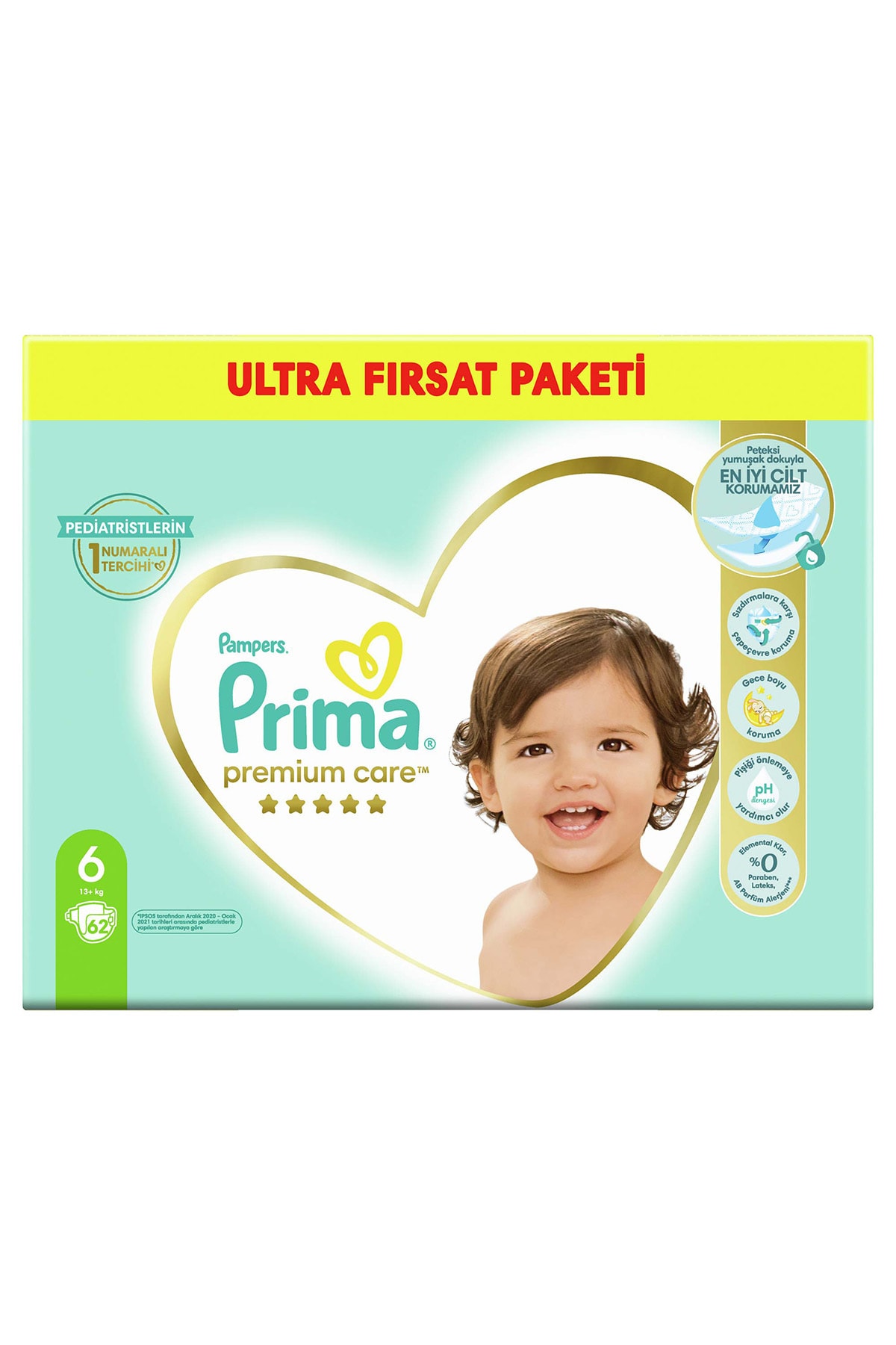 Prima Bebek Bezi Premium Care 6 Beden 62 Adet Ekstra Large Fırsat Paketi