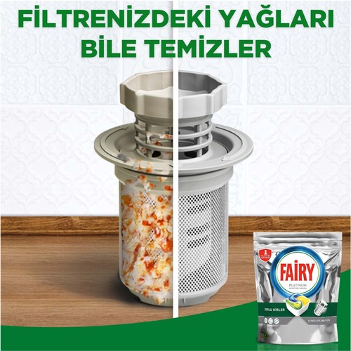 Fairy Platinum  90 Yıkama Kapsül Limon Kokulu +Platinum 500 ml Hijyen+Sünger