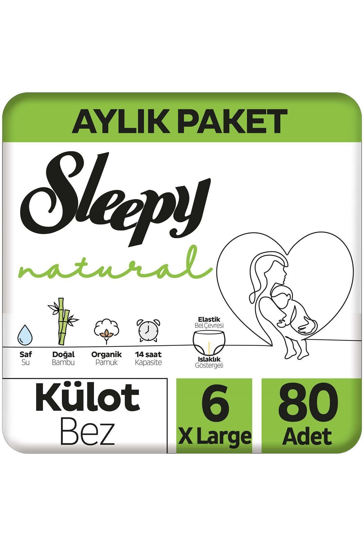 Sleepy Natural Aylık Paket Külot Bez 6 Numara Xlarge 80 Adet