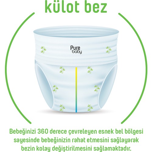 Pure Baby Organik Bambu Özlü Külot Bez 4’lü Paket 4 Numara Maxi 192 Adet