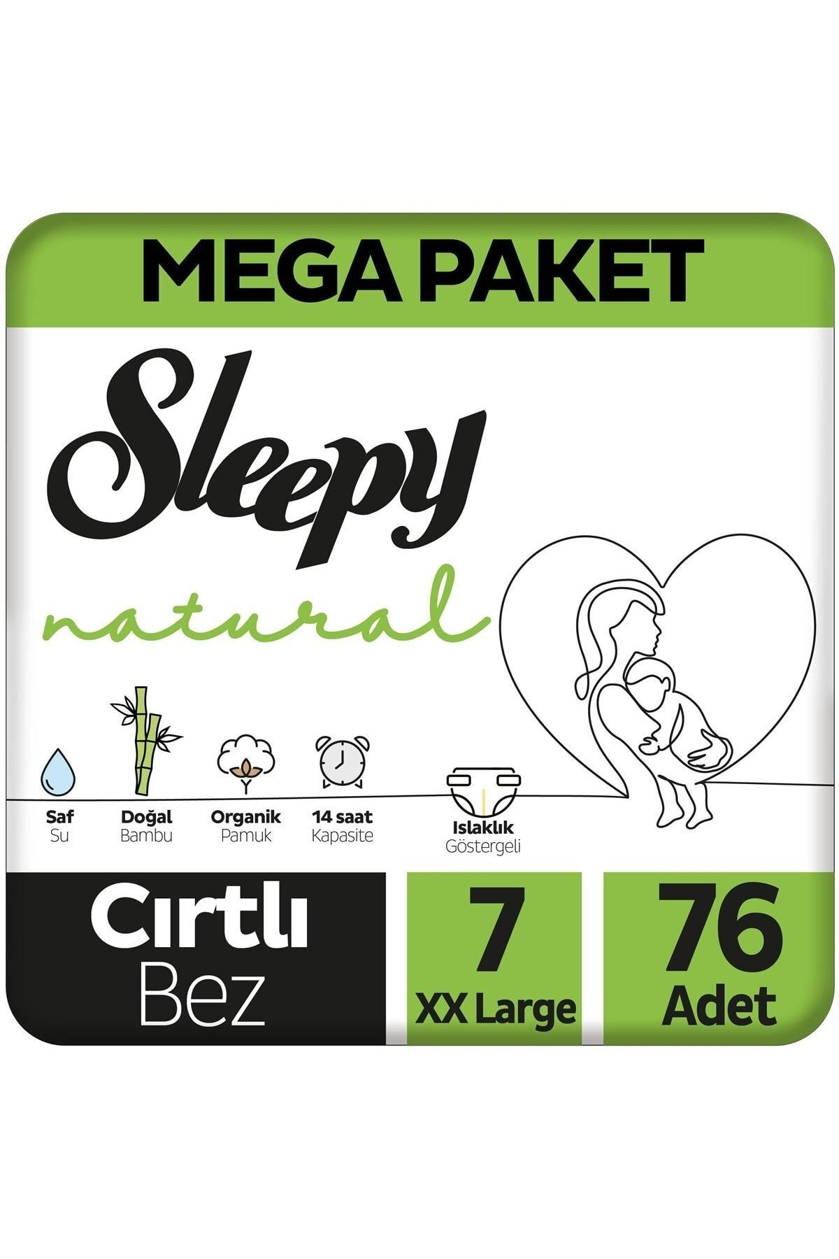 Sleepy Natural Mega Paket Bebek Bezi 7 Numara Xxlarge 76 Adet