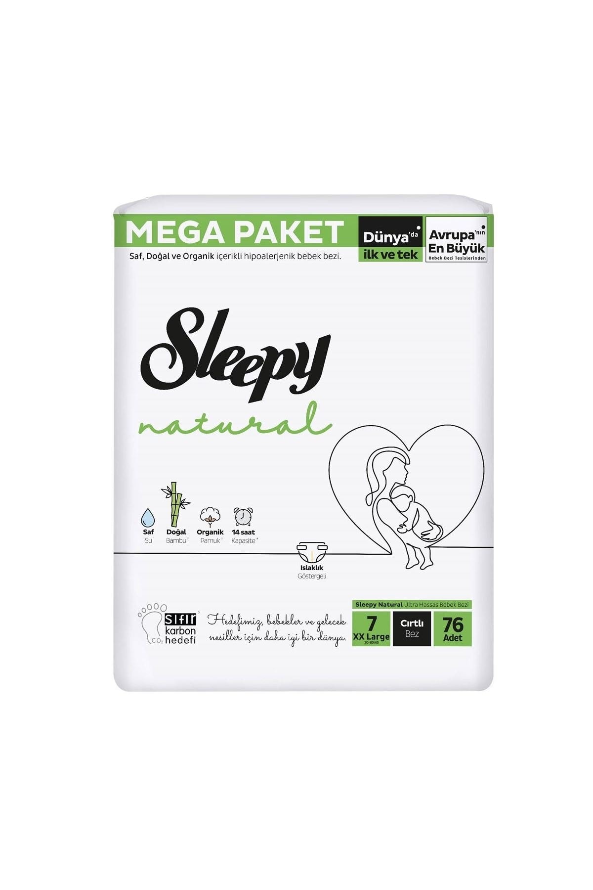 Sleepy Natural Mega Paket Bebek Bezi 7 Numara Xxlarge 76 Adet