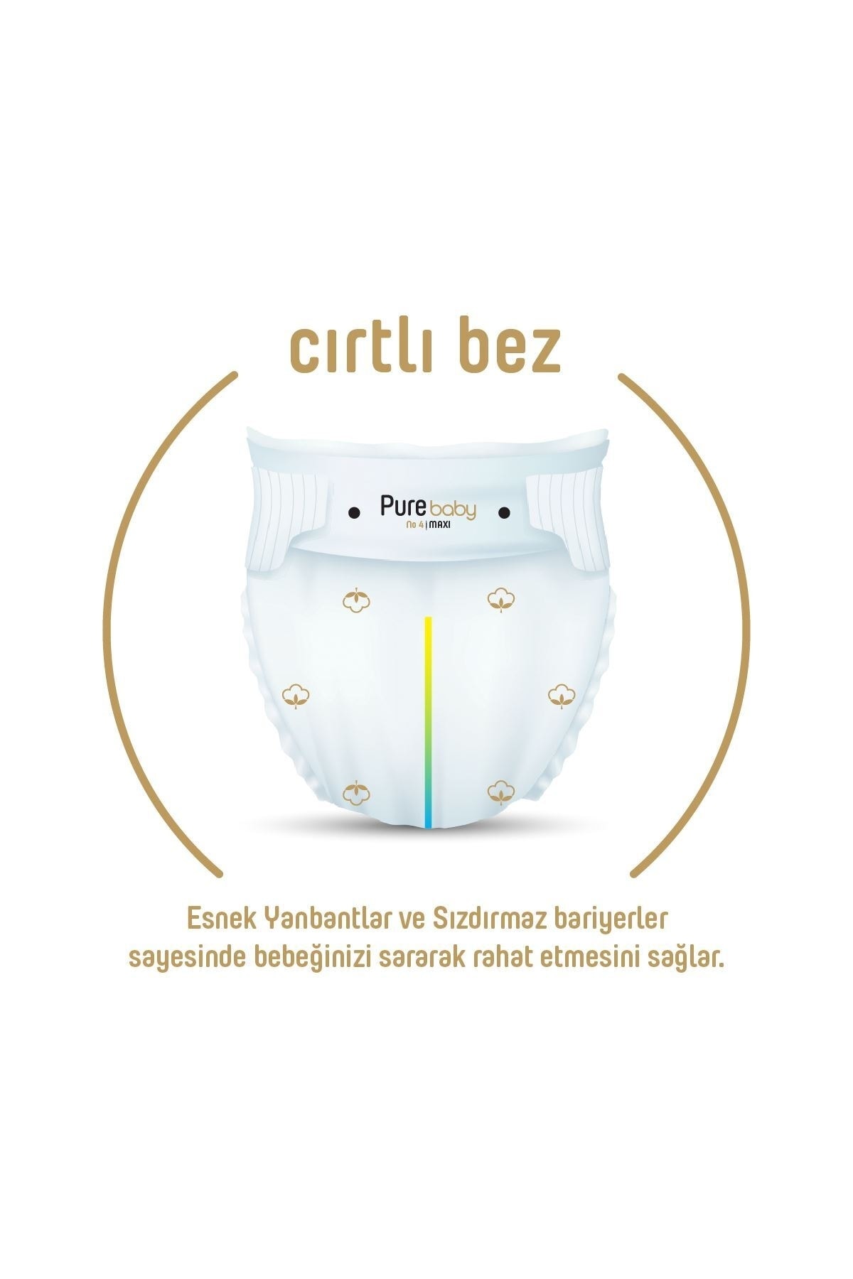 Pure Baby Organik Pamuklu Cırtlı Bez Ekonomik Paket 4 Numara Maxi 200 Adet