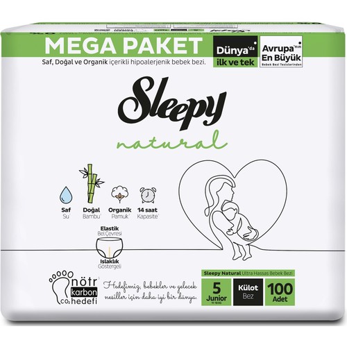 Sleepy Natural Külot Bez 5 Numara Junior Mega Fırsat Paketi 100 Adet