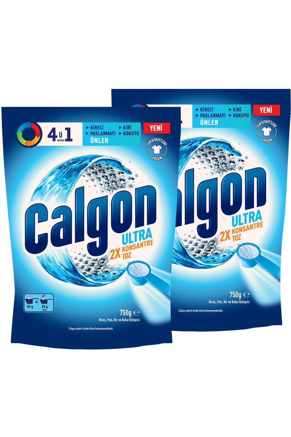 Calgon Power Kir, Pas, Kireç ve Koku Önleyici 4’ü 1 Arada Ultra Konsantre Toz 750 g x 2