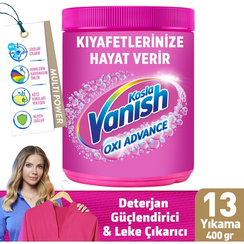 Vanish Multipower Leke Çıkartıcı  Deterjan Güçlendirici Toz 2 x 400 gr Renkliler  Beyazlar Için