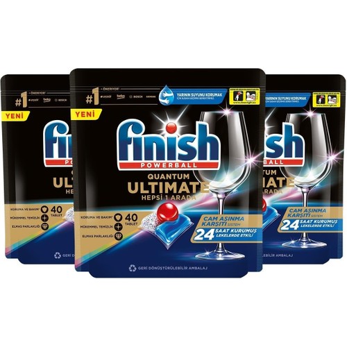 Finish Quantum Ultimate 120 Kapsül (40X3) Bulaşık Makinesi Deterjanı Tableti