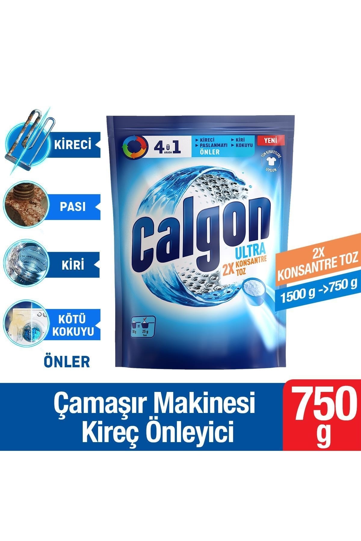 Calgon Power Kir, Pas, Kireç Ve Koku Önleyici 4’ü 1 Arada Ultra Konsantre Toz 750 G