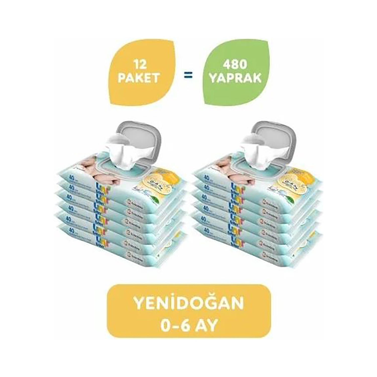 Unı Baby Yenidoğan 12’li Islak Mendil 480 Yaprak