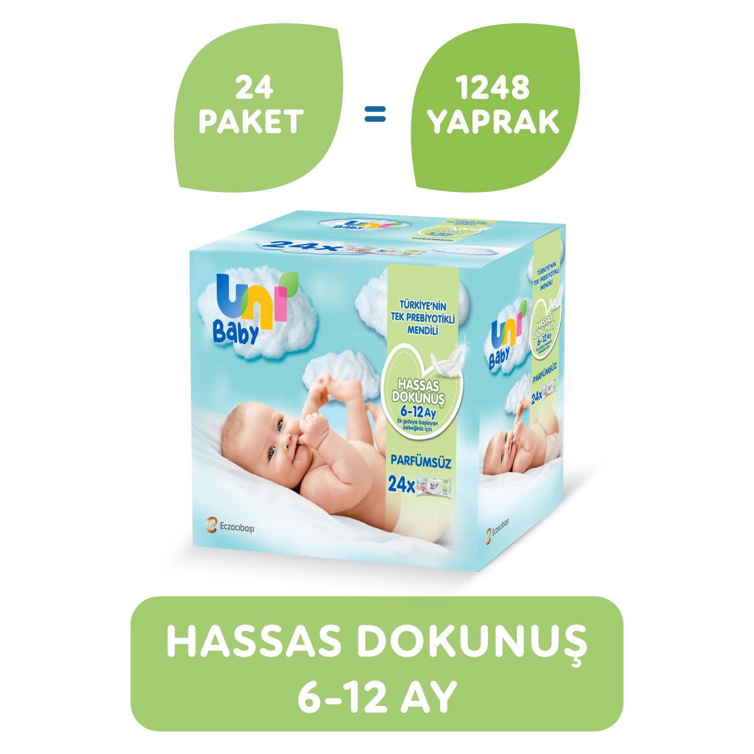 Uni Baby Hassas Dokunuş Islak Mendil 24’lü 52x24 Yaprak