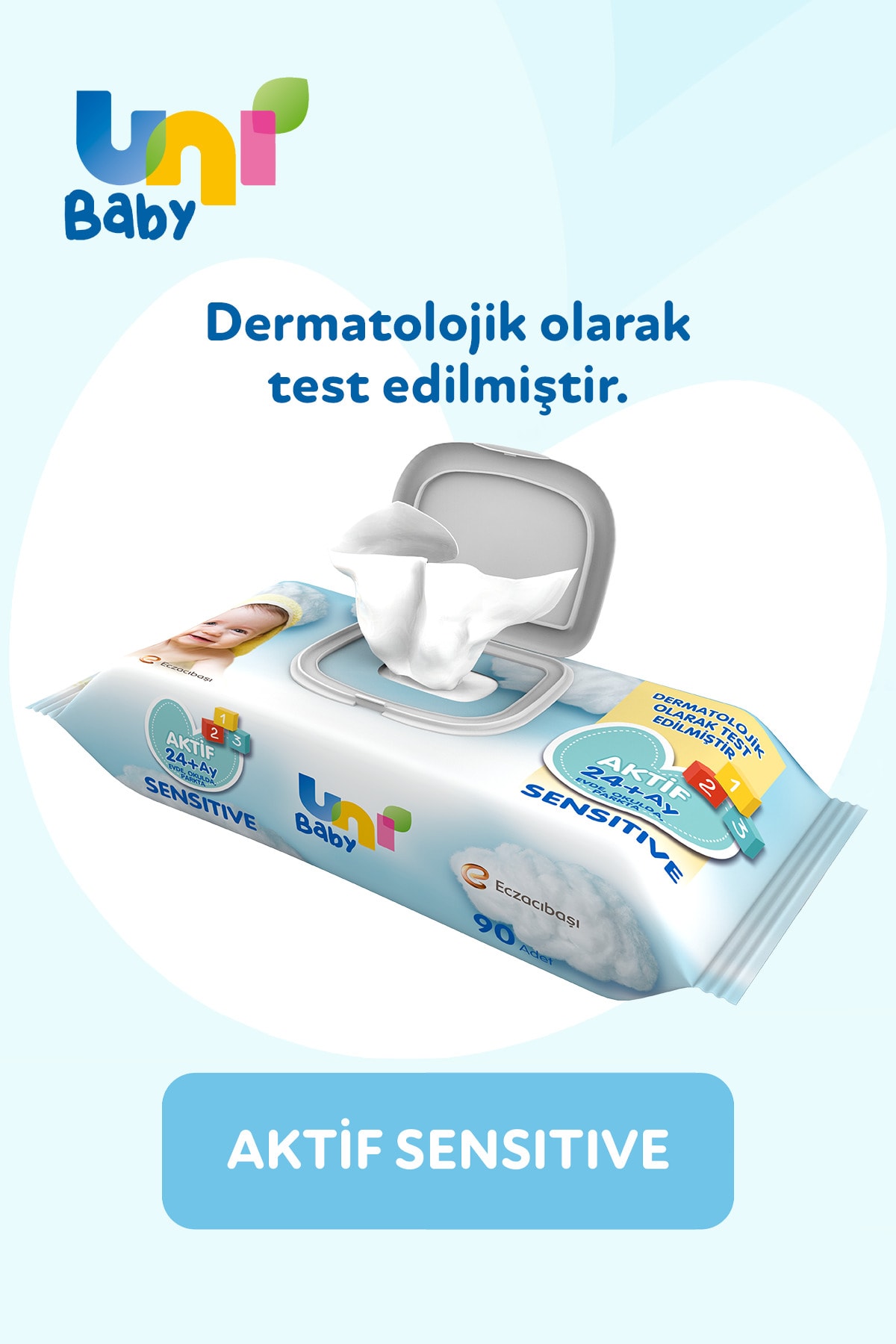 Uni Baby Aktif Sensitive Islak Mendil 90 lı 12 Adet 1080 Yaprak