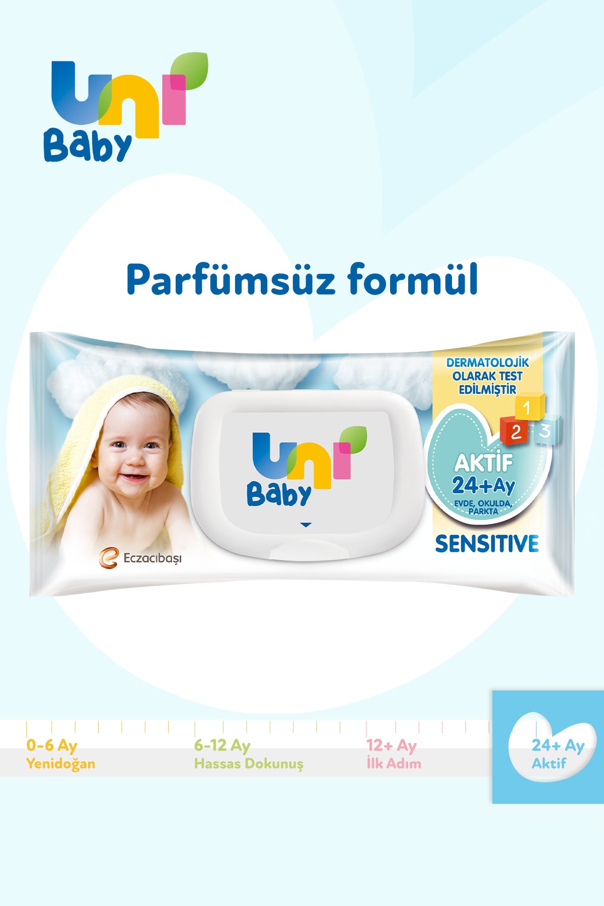Uni Baby Aktif Sensitive Islak Mendil 24’lü 2160 Yaprak
