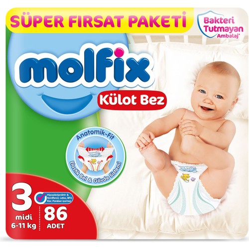 Molfix Külot Bez 3 Beden Midi Süper Fırsat Paketi 86 Adet Molfix Külot Bez 3 Beden Midi Süper Fırsat Paketi 86 Adet