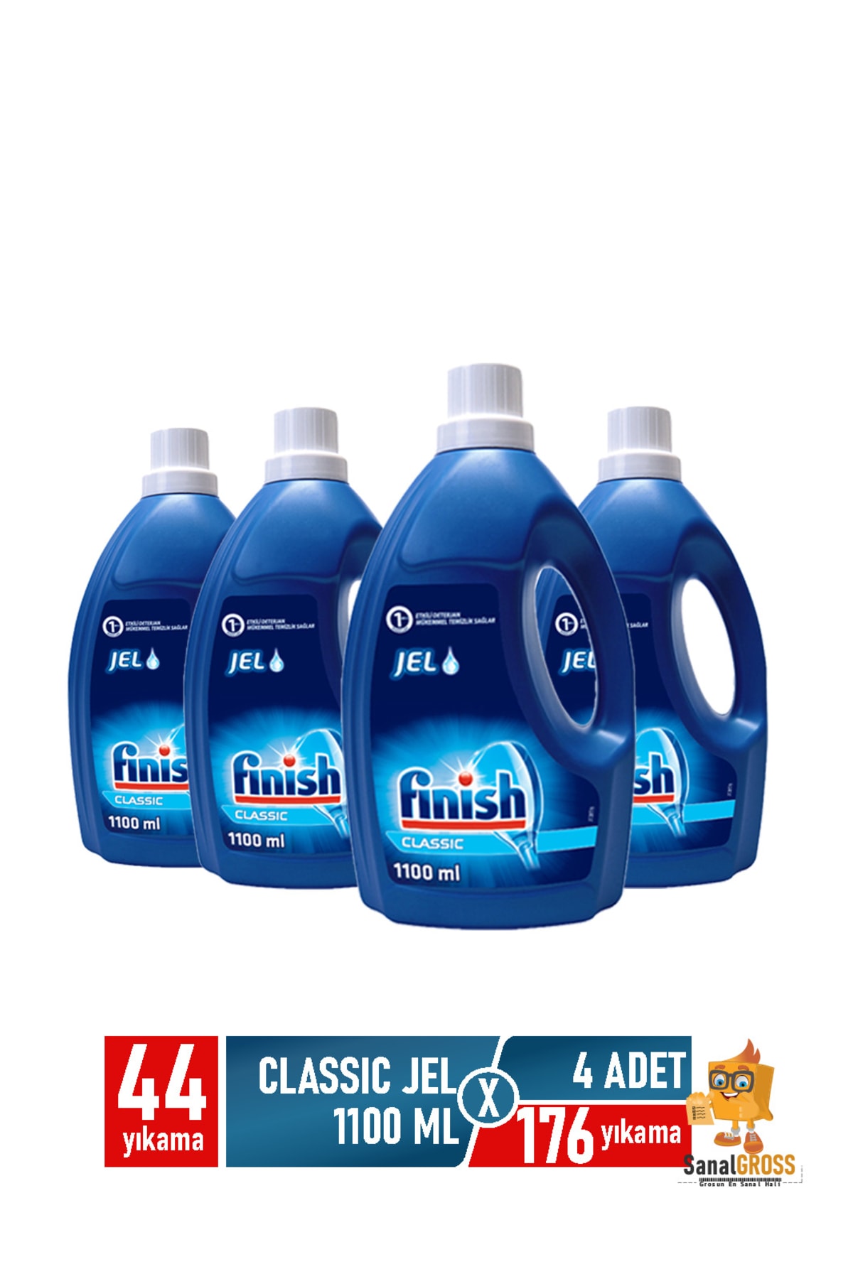 Finish Klasik Jel 1100 Ml X 4 Adet Bulaşık Makinesi Deterjanı