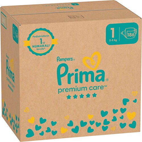 Prima Bebek Bezi Premium Care 1 Numara 186 Adet Yenidoğan Aylık Fırsat Paketi