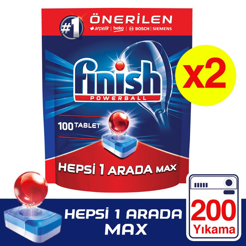 Finish Hepsi Bir Arada Max Bulaşık Makinesi Tableti 100 x 2 Adet