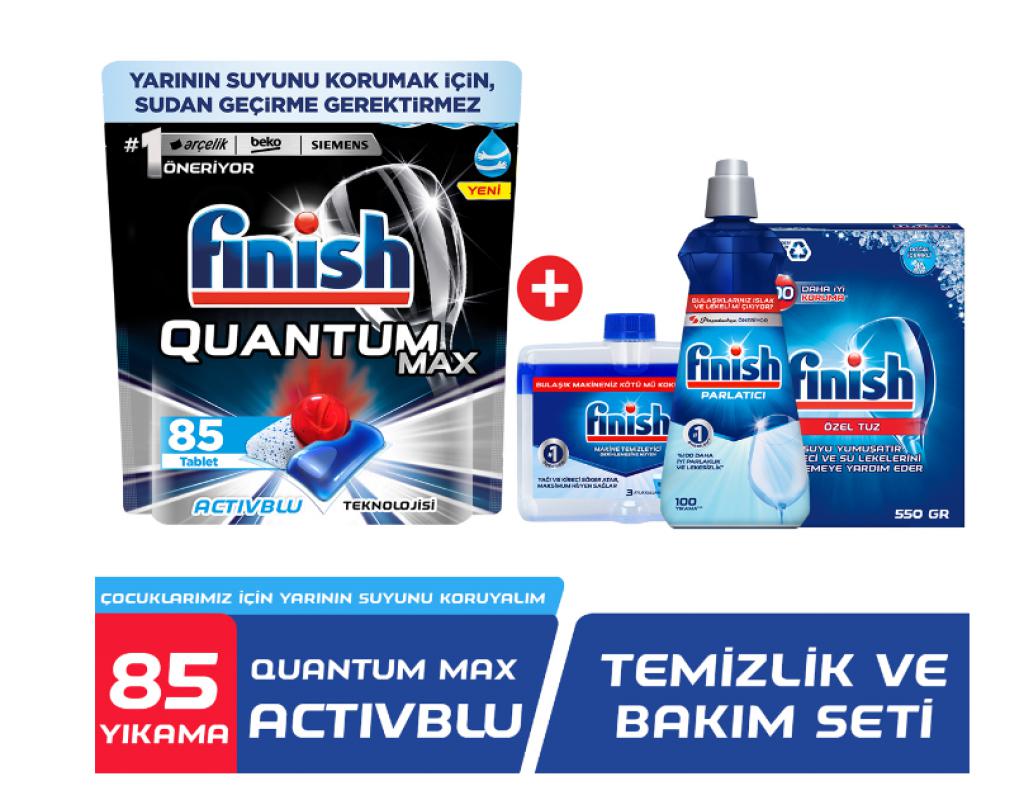 Finish Quantum Max 85’li Bulaşık Kapsülü + Temizlik ve Bakım Seti