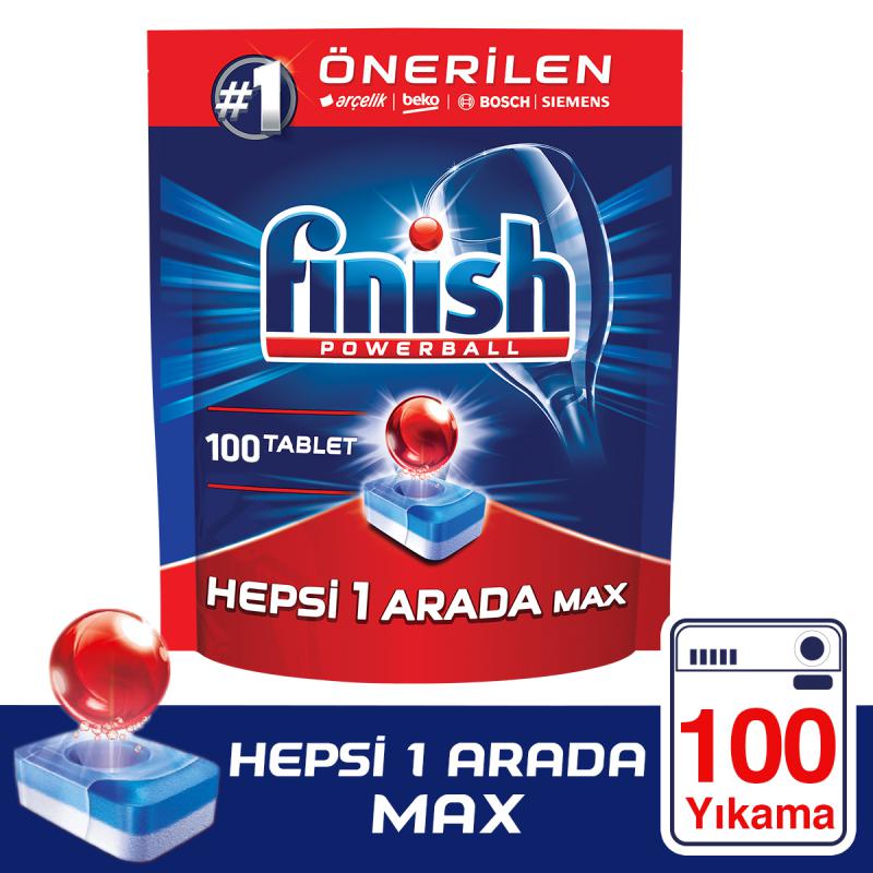 Finish Bulaşık Deterjanı Hepsi Bir Arada Max Tablet 100 Adet