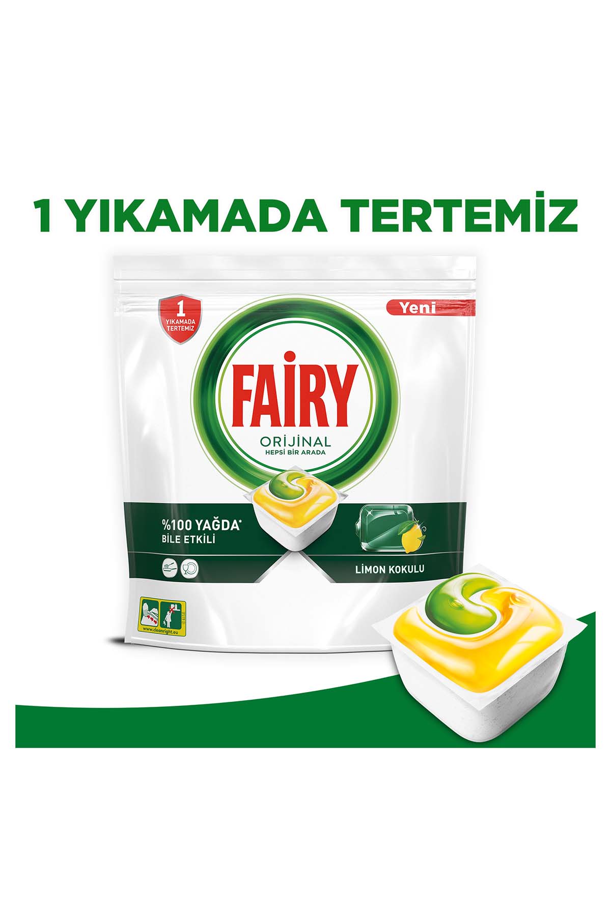 Fairy Hepsi Bir Arada Limon 120 Adet 2’li Paket Bulaşık Makinesi Tableti