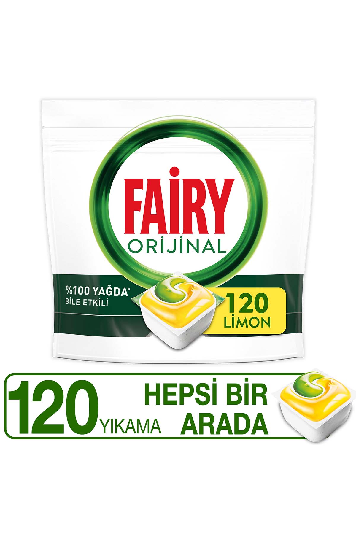 Fairy Hepsi Bir Arada Bulaşık Kapsülü Limon Kokulu 120 Yıkama