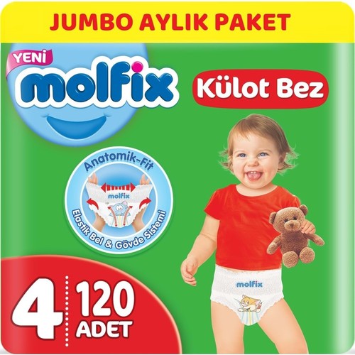 Molfix Külot Bebek Bezi Beden:4 (9-14KG) Maxi 120’LI Jumbo Aylık Pk