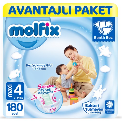 Molfix Bebek Bezi 4 Beden Maxi Avantajlı Paket 180’LI