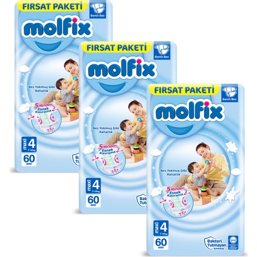 Molfix Bebek Bezi 4 Beden Maxi Avantajlı Paket 180’LI