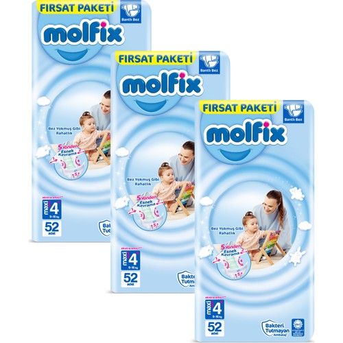 Molfix Bebek Bezi 4+ Beden Maxi Plus Avantajlı Paket 156’LI