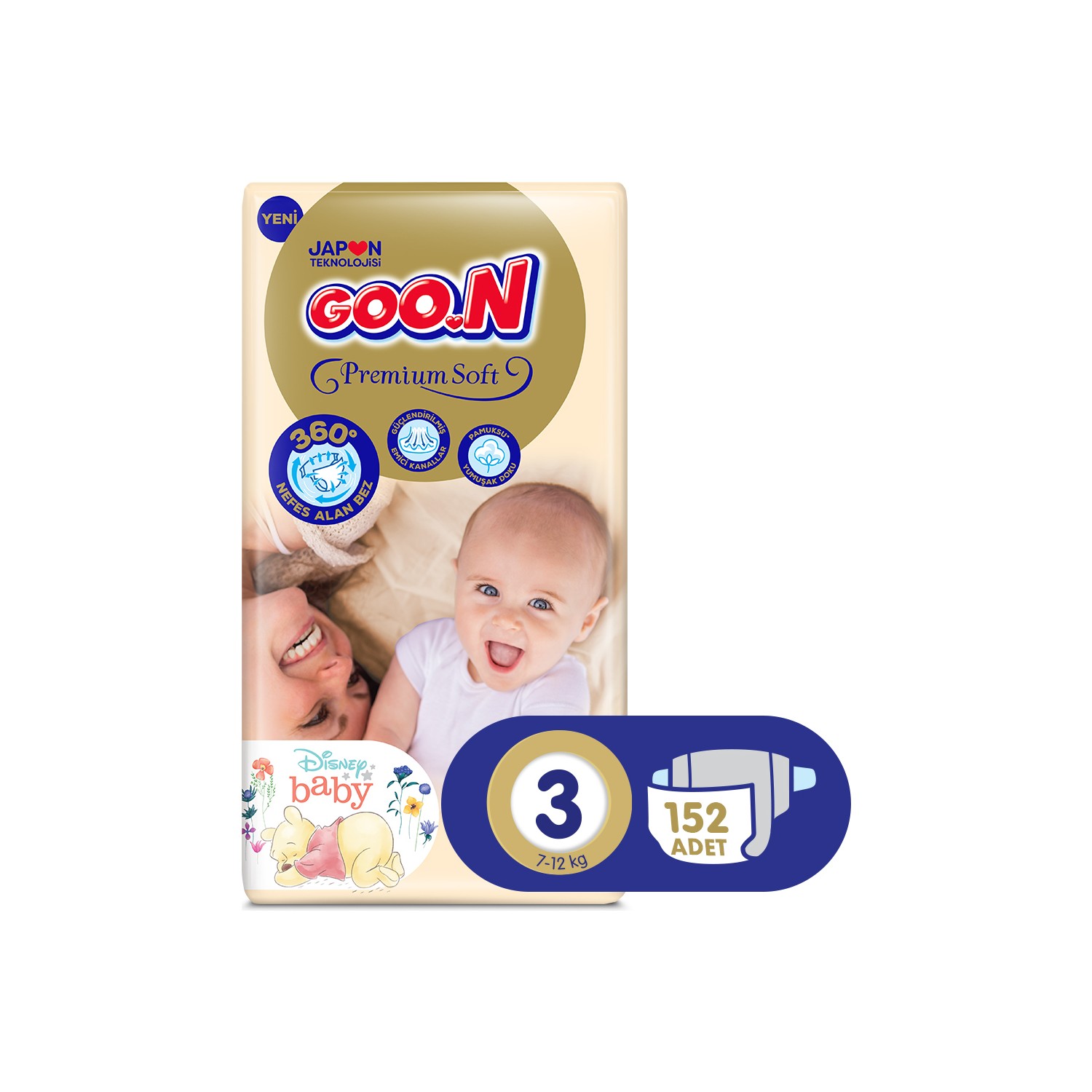 Goon Bebek Bezi Premium Soft 3 Beden 76x2 152 Adet
