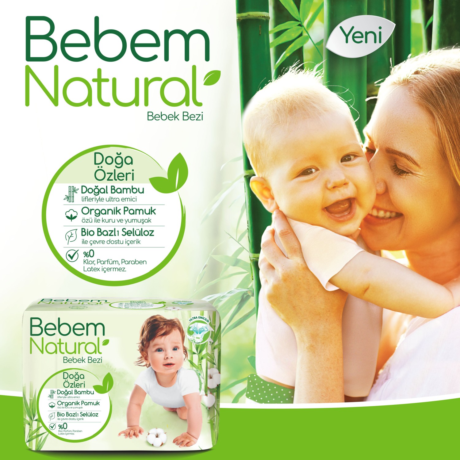 Bebem Natural Bebek Bezi 4 Beden Maxi Mega 240’lı