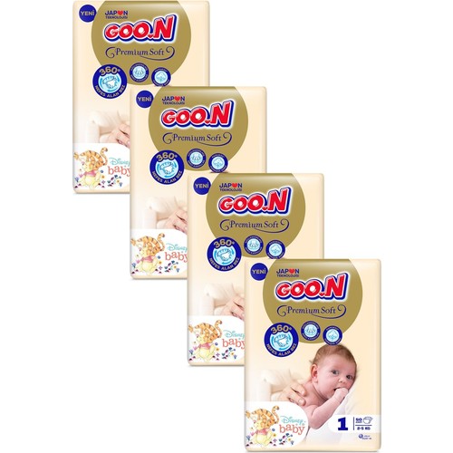 Goon Premium Soft Bebek Bezi Aylık Fırsat Paketi 1 Beden 200 Adet