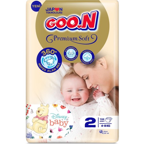 Goon Premium Soft Bebek Bezi Aylık Fırsat Paketi 2 Beden 184 Adet